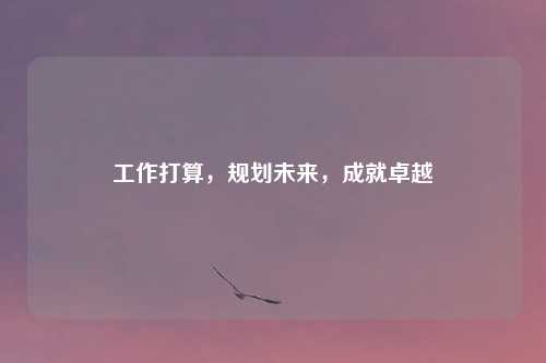 工作打算，规划未来，成就卓越