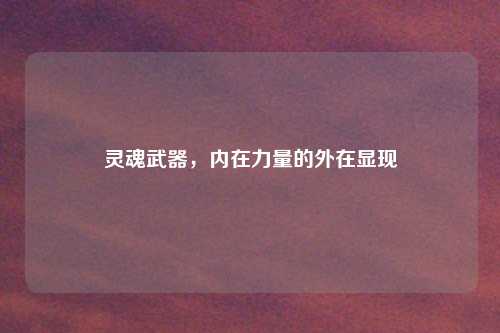 灵魂武器，内在力量的外在显现