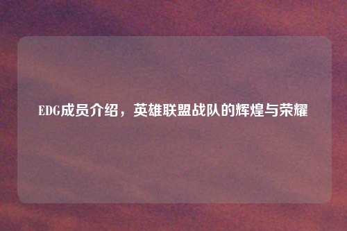 EDG成员介绍，英雄联盟战队的辉煌与荣耀