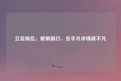 立足岗位，砥砺前行，在平凡中铸就不凡