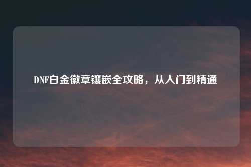 DNF白金徽章镶嵌全攻略，从入门到精通