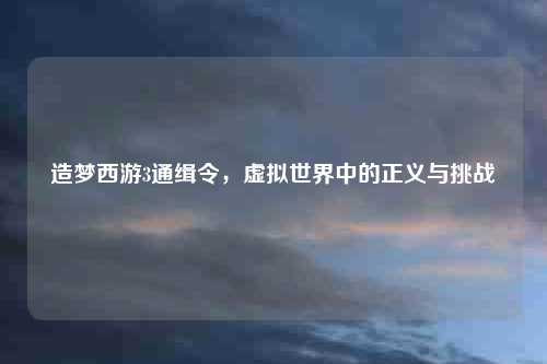 造梦西游3通缉令，虚拟世界中的正义与挑战