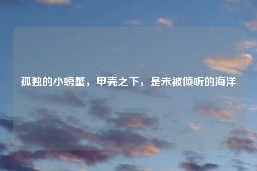 孤独的小螃蟹，甲壳之下，是未被倾听的海洋